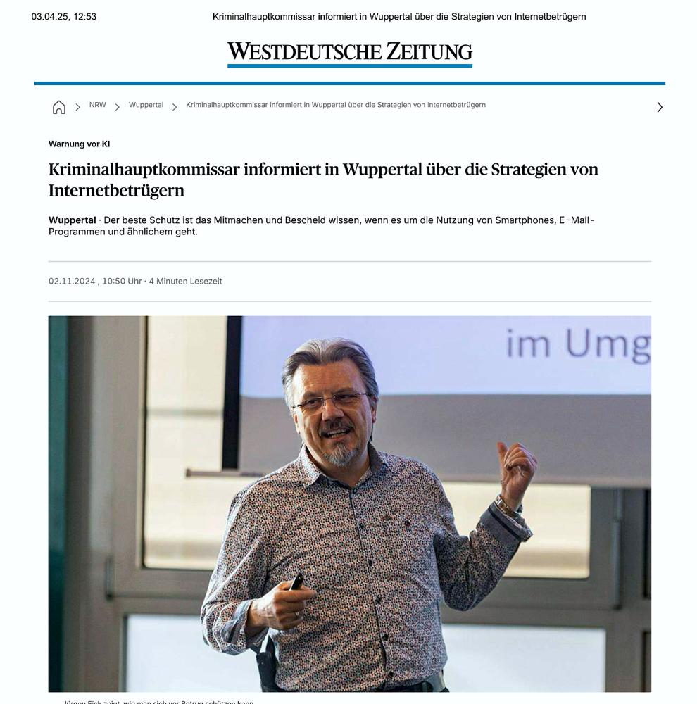 Vortrag Westdeutsche Zeitung